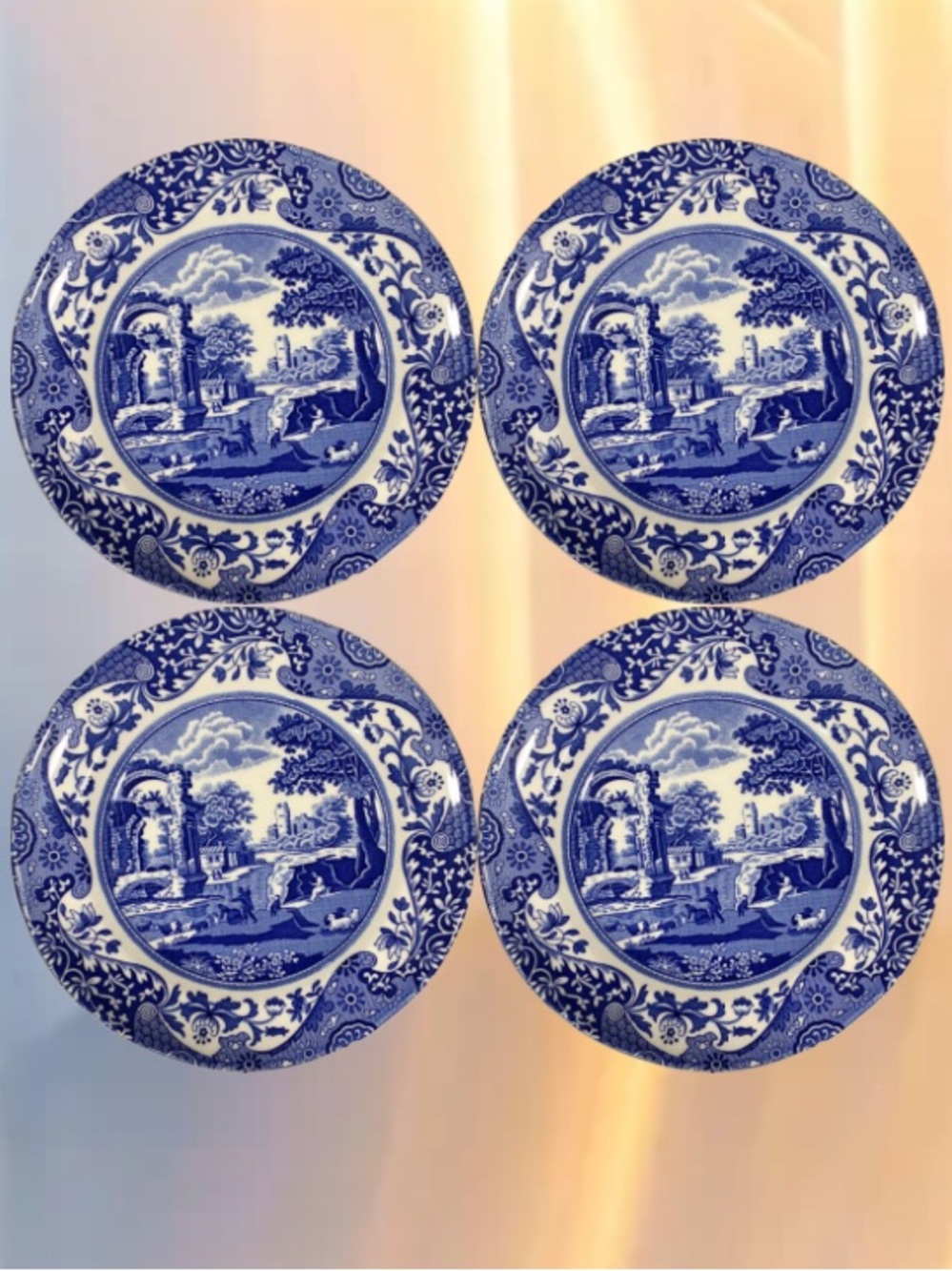 4 - Iconic Spode Blue Italian Dinner Plates first introduced in 1816.